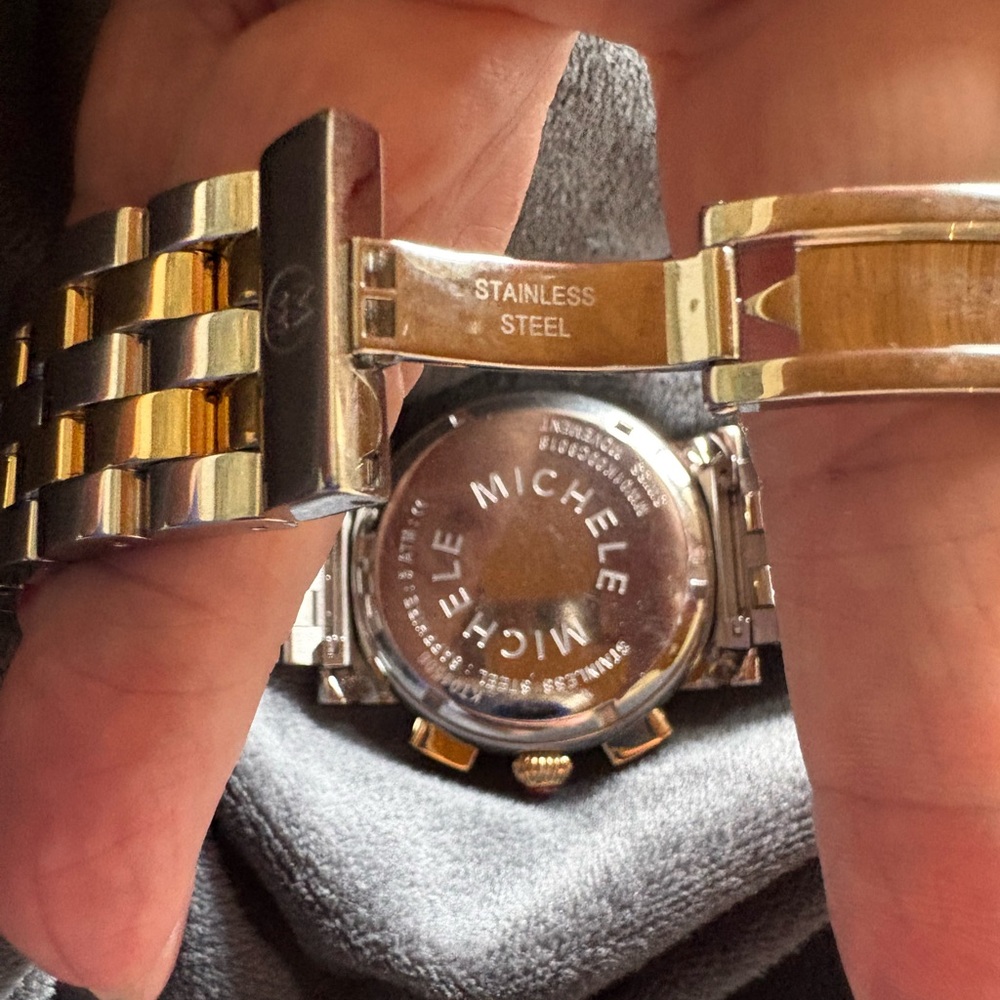 ❌❌❌SOLD❌❌❌
Michele 🎉EUC🎉Two-Tone Gold and Silver Chronograph Watch and Band - Picture 8 of 12